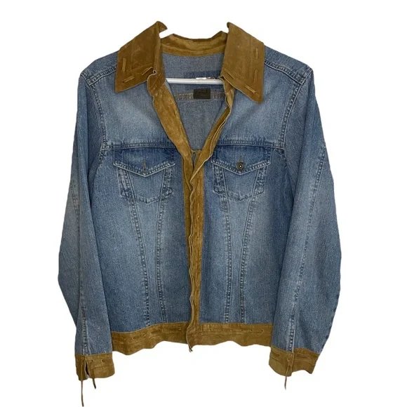 Brandon Thomas Woman’s Lightweight Blue Jean/Suede Jacket Size Medium - Picture 1 of 8